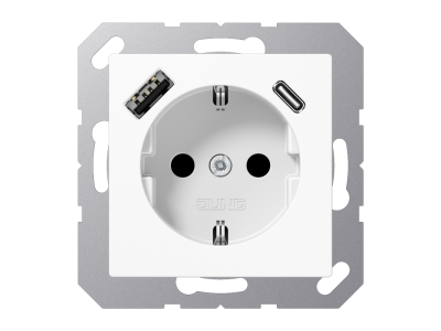 pim-1052924 JUNG A 1520-15 CA WW PISTIKUPESA + USB+TYPE-C VALGE
