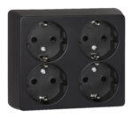 Opal pistikupesa pinnapealne 4-ne 16a ip20 must