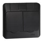 Opal pistikupesa süvistatav 2-ne 16a ip44 must